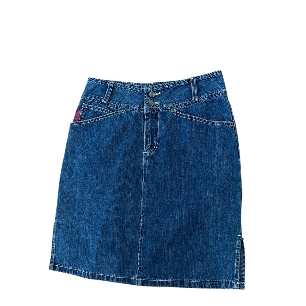 Vintage Denim Skirt Y2K 90s Jean Skirt Made in USA | Waist 28” -